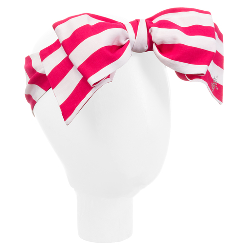 Monnalisa-Pink & White Striped Headband | Childrensalon Outlet