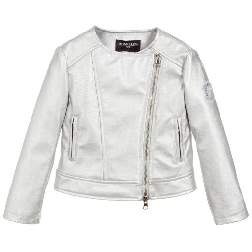 Monnalisa-Silver Faux Leather Jacket | Childrensalon Outlet