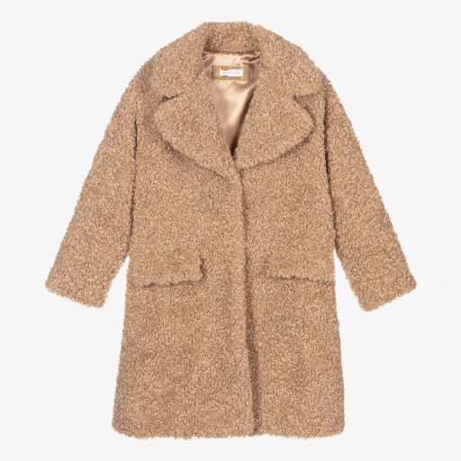Monnalisa-Teen Beige Teddy Coat | Childrensalon Outlet