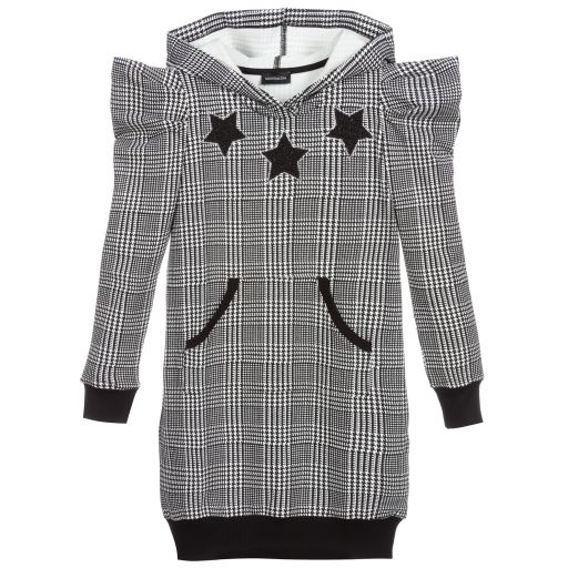 Monnalisa-Teen Black Houndstooth Dress | Childrensalon Outlet