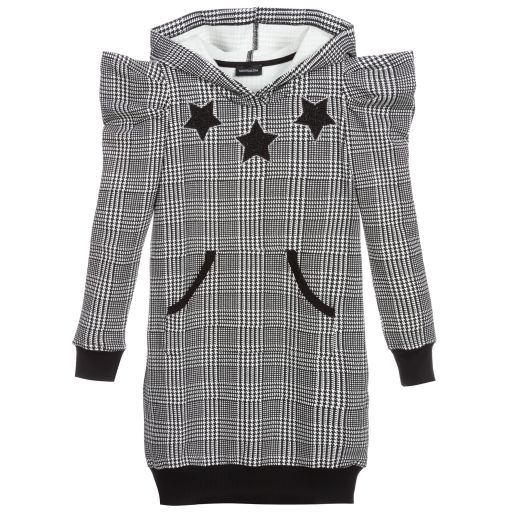 Monnalisa-Teen Black Houndstooth Dress | Childrensalon Outlet