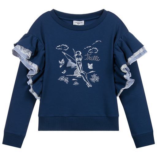 Monnalisa-Teen Blue Disney Sweatshirt | Childrensalon Outlet