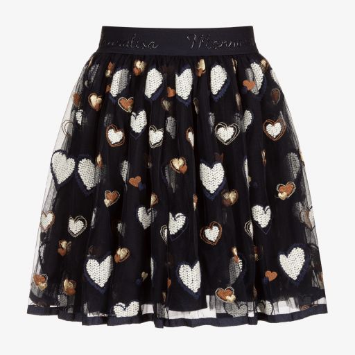 Monnalisa-Teen Blue Heart Skirt | Childrensalon Outlet