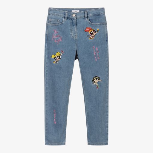 Monnalisa-Teen Blue Power Puff Jeans | Childrensalon Outlet