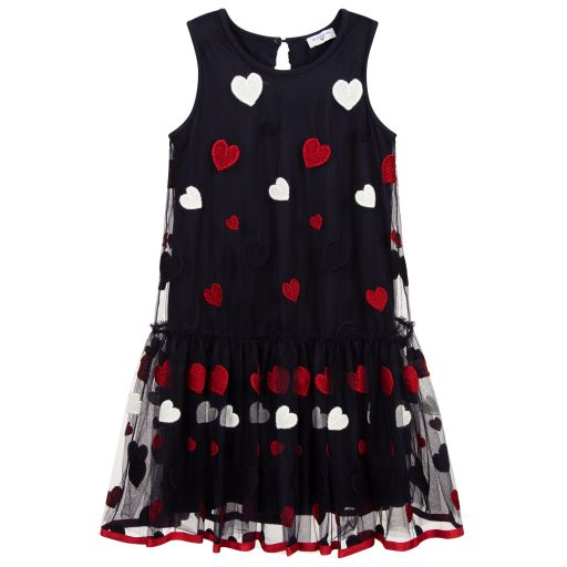 Monnalisa-Teen Blue Tulle Heart Dress | Childrensalon Outlet