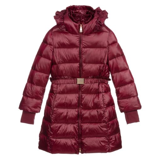 Monnalisa-Teen Burgundy Red Puffer Coat | Childrensalon Outlet