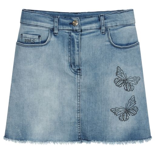Monnalisa-Teen Denim Butterfly Skirt | Childrensalon Outlet