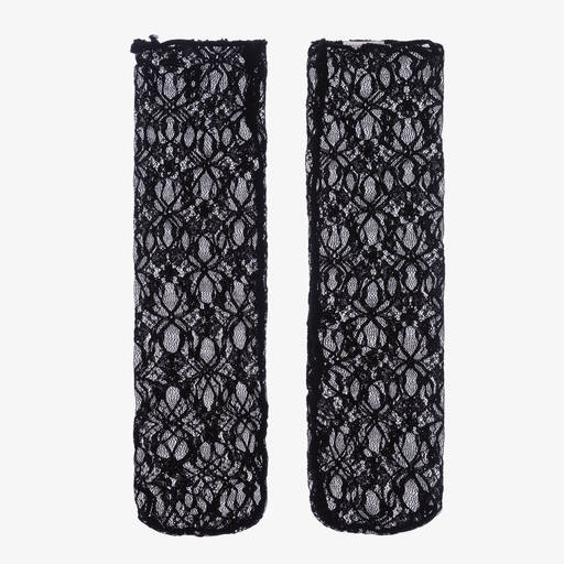 Monnalisa-Teen Girls Black Knee High Lace Socks | Childrensalon Outlet