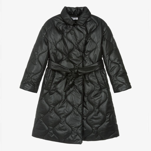 Monnalisa-Черное стеганое пальто для девочек-подростков | Childrensalon Outlet