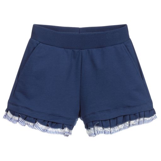 Monnalisa-Teen Girls Blue Frill Shorts | Childrensalon Outlet