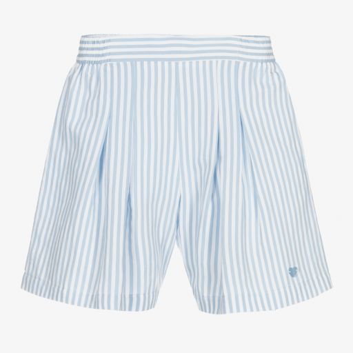 Monnalisa-Teen Girls Blue Striped Shorts | Childrensalon Outlet