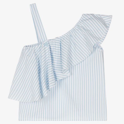 Monnalisa-Teen Girls Blue Striped Top | Childrensalon Outlet