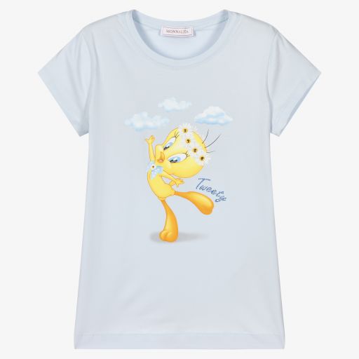 Monnalisa-Teen Girls Blue Tweety T-Shirt | Childrensalon Outlet
