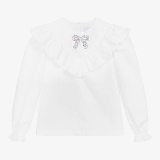 Monnalisa-Teen Girls Diamanté Bow Blouse | Childrensalon Outlet