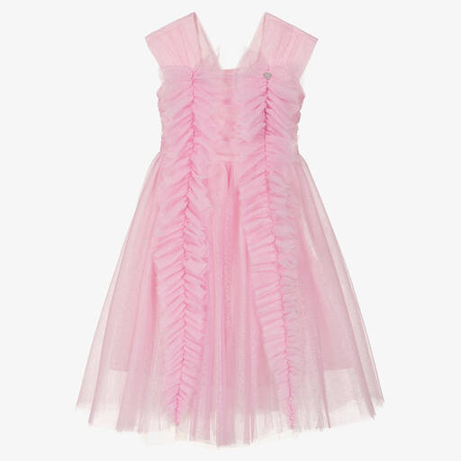 Monnalisa Chic-فستان تول لون زهري غليتر للمراهقات | Childrensalon Outlet