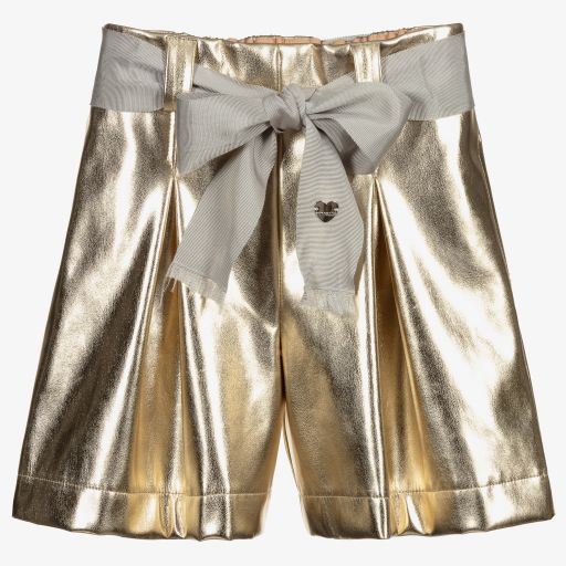 Monnalisa-Teen Girls Gold Shorts | Childrensalon Outlet