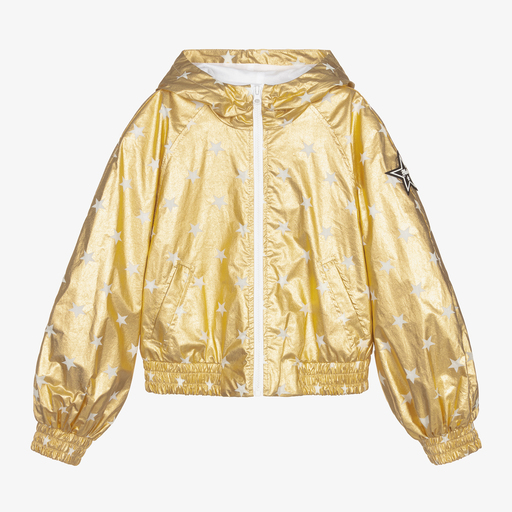 Monnalisa-Teen Girls Gold Zip-Up Jacket | Childrensalon Outlet