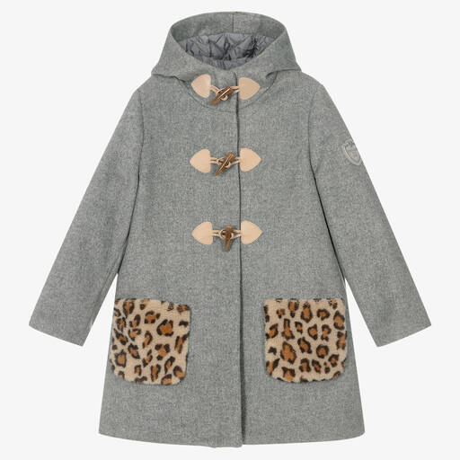 Monnalisa-Teen Girls Grey Duffle Coat | Childrensalon Outlet