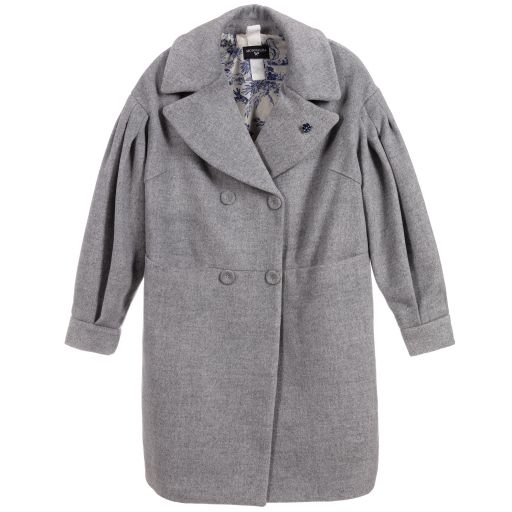 Monnalisa Chic-معطف مزيج صوف لون رمادي  للمراهقات | Childrensalon Outlet