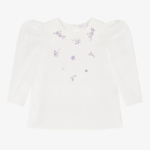 Monnalisa Chic-بلوز قطن لون عاجي بطبعة ورود للمراهقات | Childrensalon Outlet