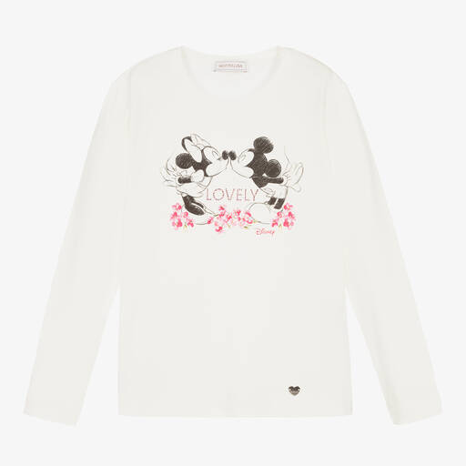 Monnalisa-Teen Girls Ivory Disney Top | Childrensalon Outlet