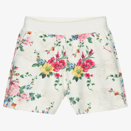 Monnalisa-Teen Girls Ivory Floral Shorts | Childrensalon Outlet