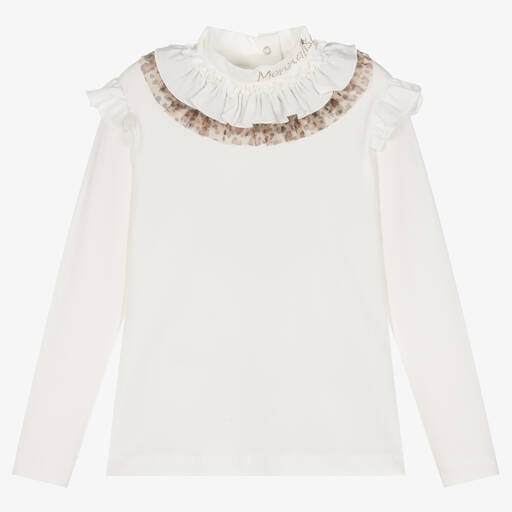 Monnalisa-Teen Girls Ivory Leopard Top | Childrensalon Outlet