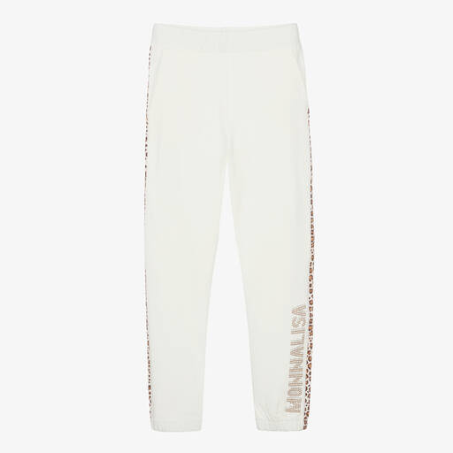 Monnalisa-Teen Girls Ivory Logo Joggers | Childrensalon Outlet