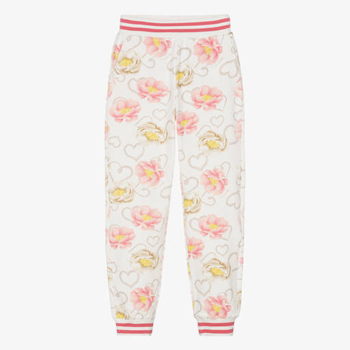 Monnalisa-Кремово-розовые джоггеры с цветами | Childrensalon Outlet