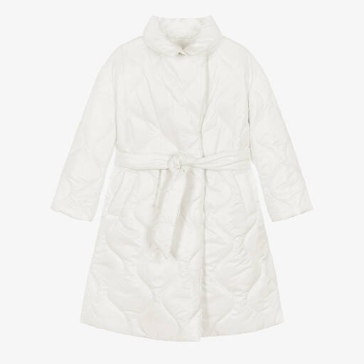 Monnalisa-Teen Girls Ivory Quilted Coat | Childrensalon Outlet