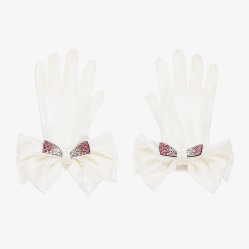 Monnalisa-Teen Girls Ivory Velvet Gloves | Childrensalon Outlet