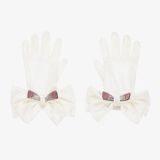 Monnalisa-Teen Girls Ivory Velvet Gloves | Childrensalon Outlet