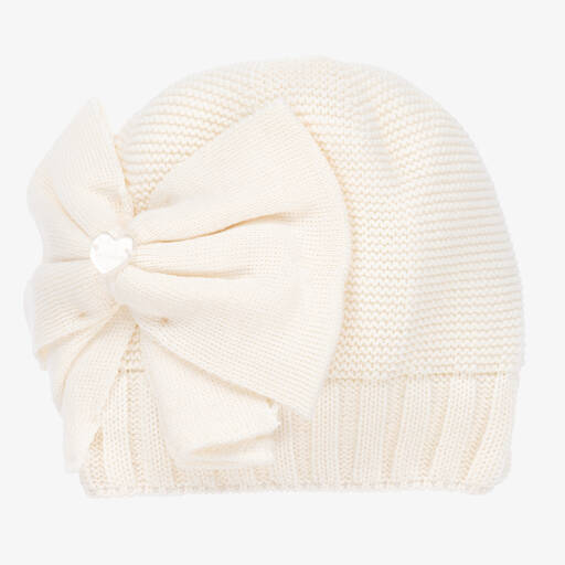 Monnalisa-Teen Girls Knitted Ivory Hat | Childrensalon Outlet