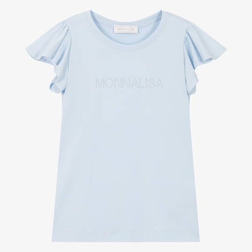 Monnalisa-تيشيرت قطن جيرسي لون أزرق فاتح للمراهقات | Childrensalon Outlet