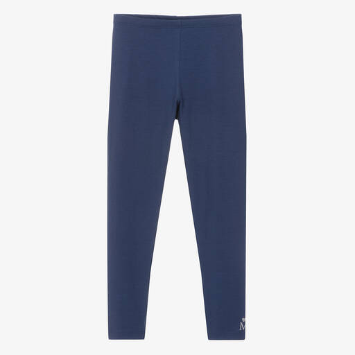 Monnalisa-Teen Girls Navy Blue Cotton Leggings | Childrensalon Outlet