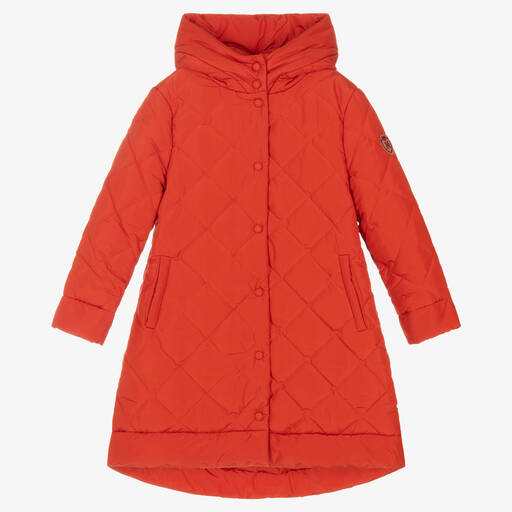 Monnalisa-Teen Girls Orange Quilted Coat | Childrensalon Outlet