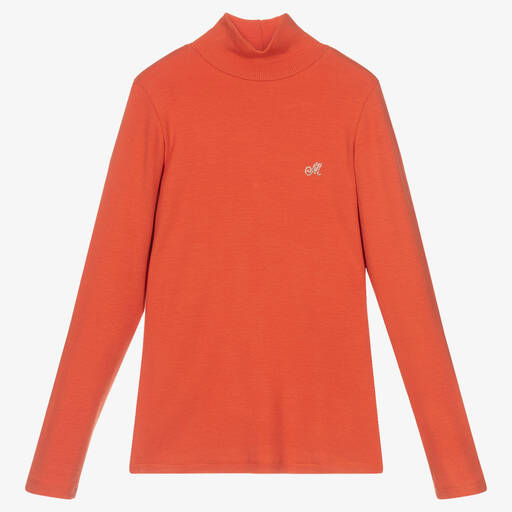 Monnalisa-Teen Girls Orange Viscose Top | Childrensalon Outlet