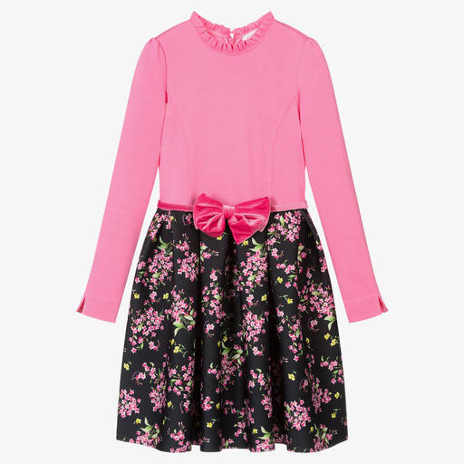 Monnalisa-Teen Girls Pink & Black Dress | Childrensalon Outlet