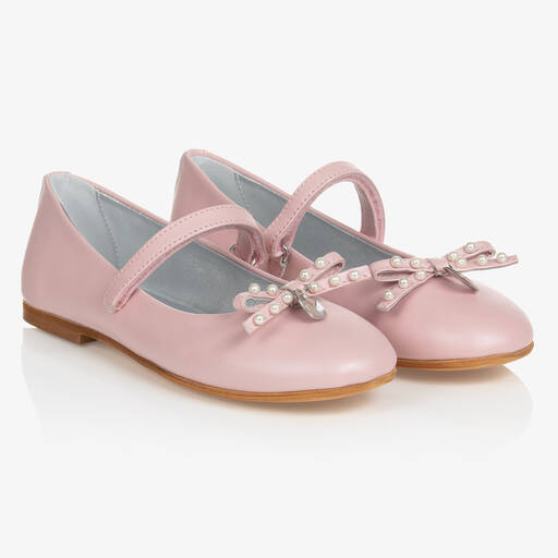 Monnalisa-Розовые балетки с бантиками | Childrensalon Outlet