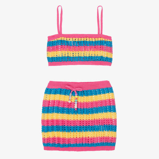 Monnalisa-Teen Girls Pink Crochet Skirt Set | Childrensalon Outlet