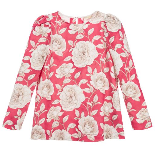 Monnalisa Chic-Teen Girls Pink Floral Blouse | Childrensalon Outlet