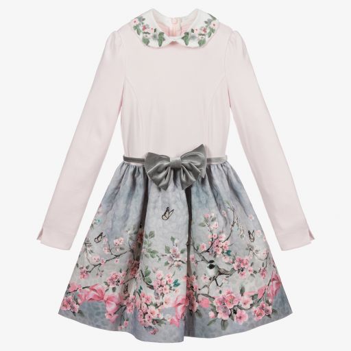 Monnalisa-Teen Girls Pink Floral Dress | Childrensalon Outlet
