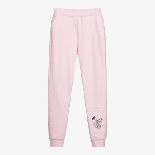 Monnalisa-Teen Girls Pink Floral Joggers | Childrensalon Outlet
