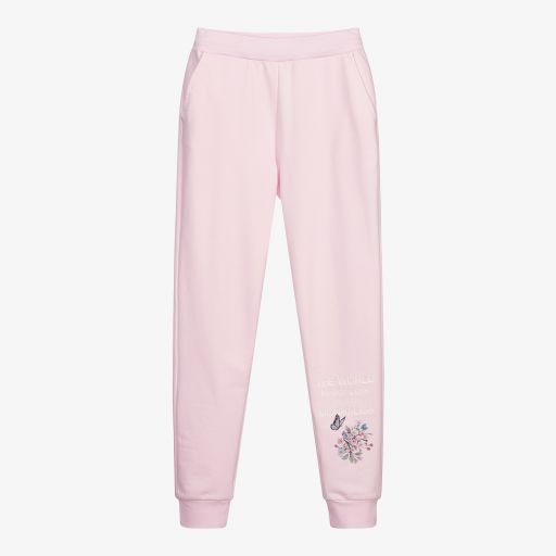 Monnalisa-Розовые джоггеры с цветами для подростков | Childrensalon Outlet