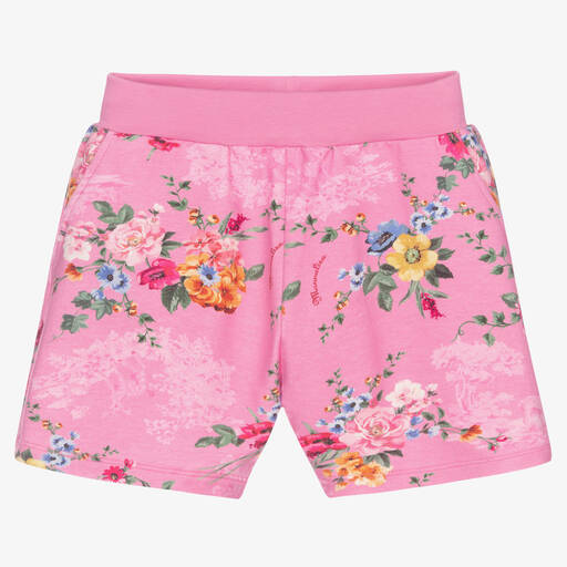 Monnalisa-Teen Girls Pink Floral Shorts | Childrensalon Outlet