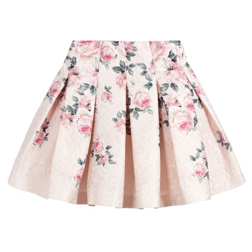 Monnalisa Chic-Teen Girls Pink Floral Skirt | Childrensalon Outlet