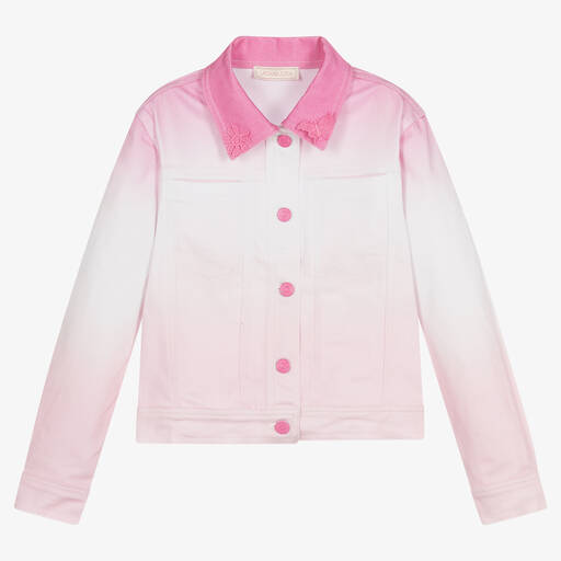 Monnalisa-Розовая джинсовая куртка с эффектом омбре | Childrensalon Outlet