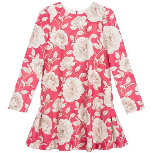 Monnalisa Chic-Teen Girls Pink Rose Dress | Childrensalon Outlet