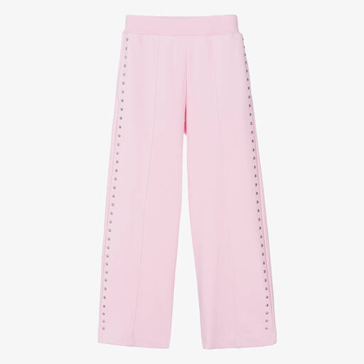 Monnalisa-Teen Girls Pink Studded Cotton Joggers | Childrensalon Outlet