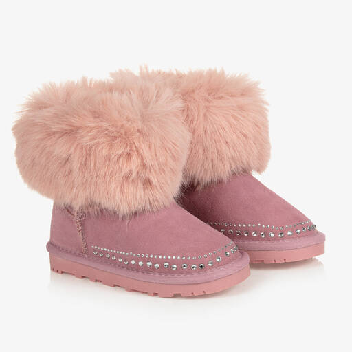 Monnalisa-Teen Girls Pink Suede Boots | Childrensalon Outlet